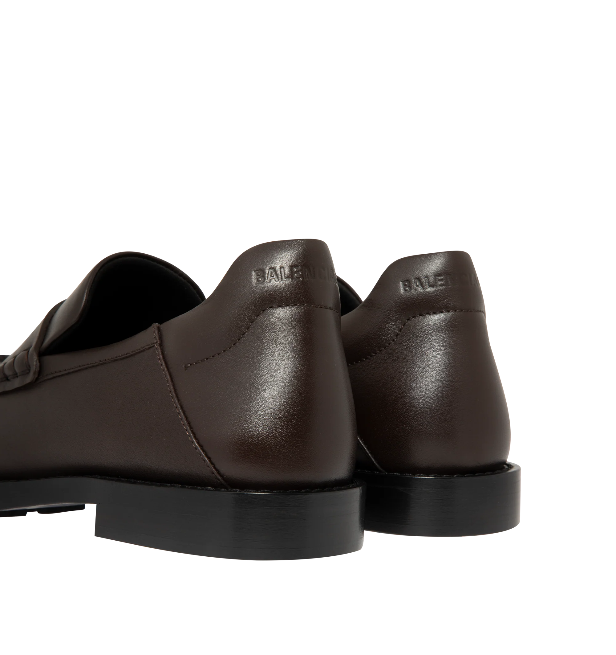 Image 3 of 4 - BROWN - Balenciaga Womens Comfy Loafers are crafted from smooth moka leather. Feature a slip-on silhouette, round toe, metallic detail across the vamp, thick sole, and leather construction designed to develop a natural patina over time. Main Material: Leather; Sole: Leather. Made in Italy.