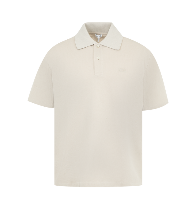 Image 1 of 2 - GREY - LOEWE Polo in lightweight cotton piqu featuring regular fit, regular length, buttoned polo collar and double L embroidery placed on the chest. Cotton. Made inPortugal.