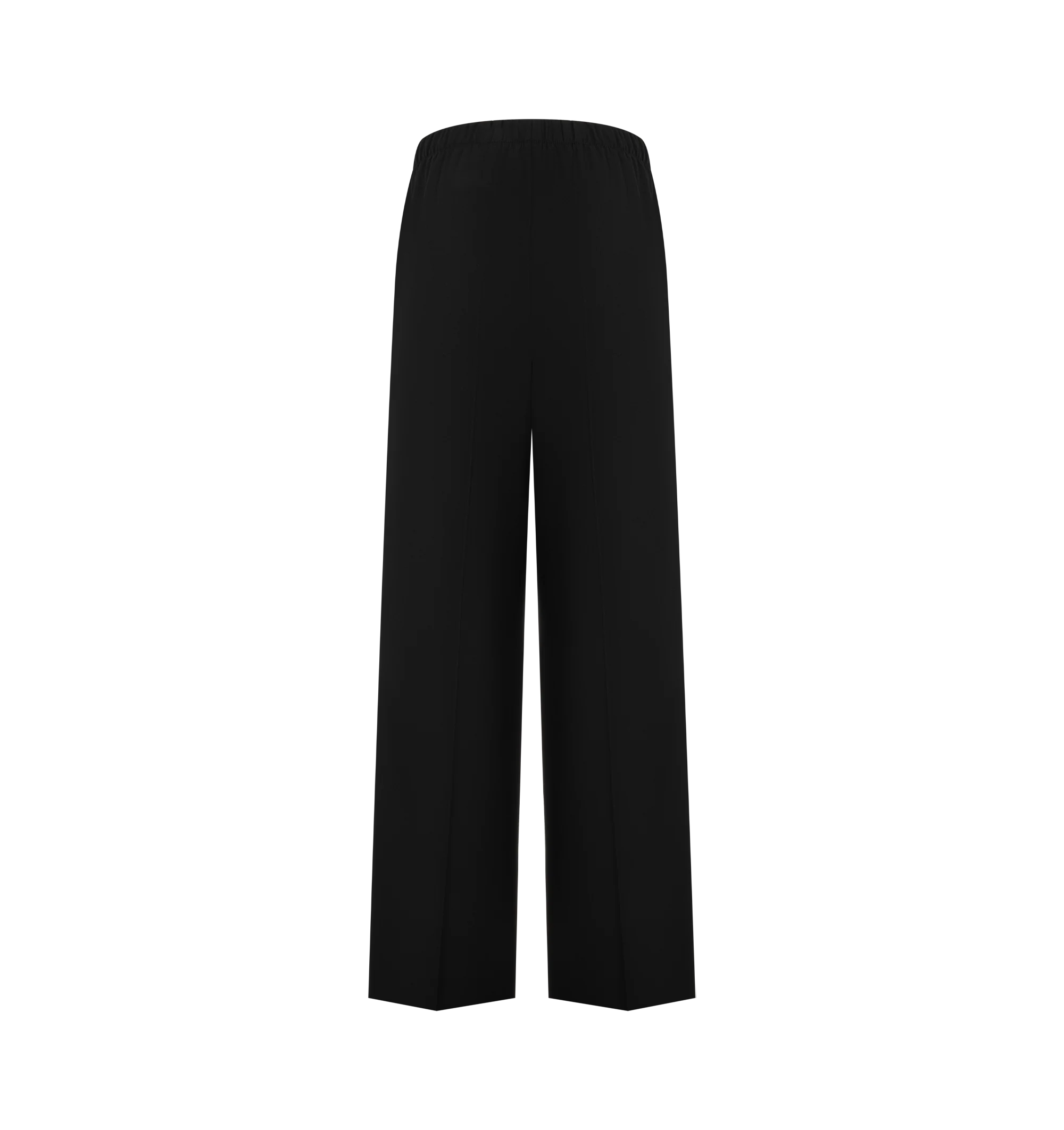 Image 2 of 3 - BLACK - Bottega Veneta Womens Wide-Leg Pants are crafted from lightweight wool grain de poudre. Feature a wide-leg silhouette and elasticized waistband. Main Material: 100% Wool. Made in Italy.