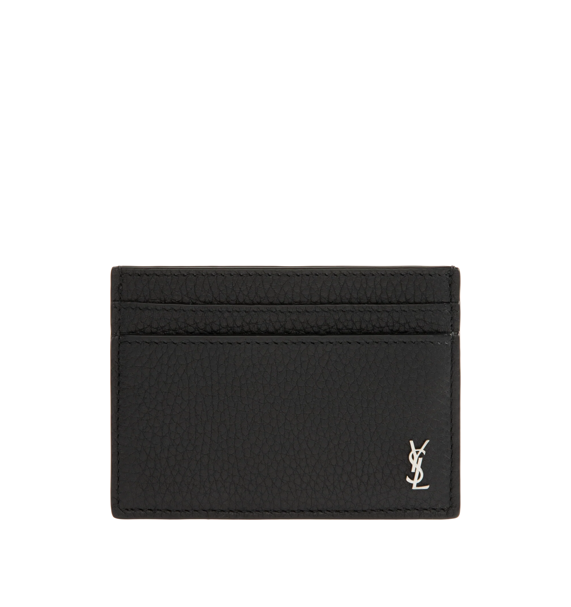 Image 1 of 3 - BLACK - Saint Laurent Mens Card Holder is crafted from leather. Features multiple card slots and gold-tone hardware. Dimensions: 10.5 7.5 cm. Main Material: Leather; Hardware: Gold-Tone Metal. Made in Italy.
