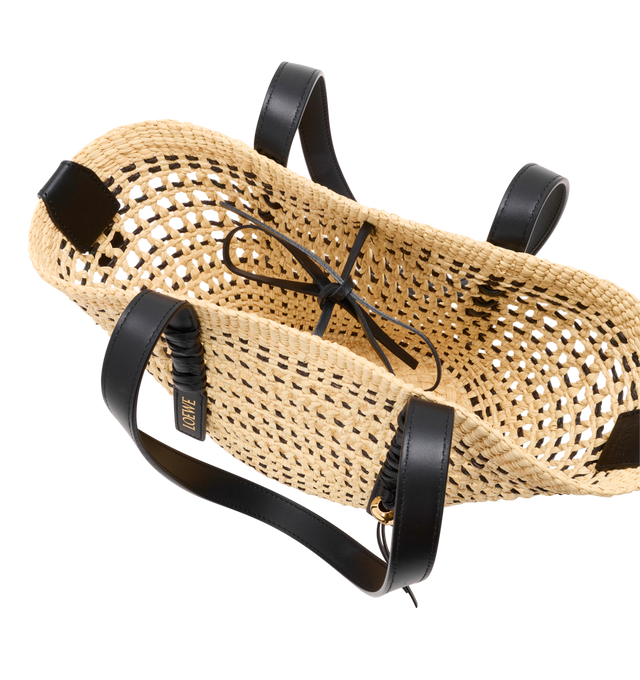 Image 5 of 6 - NEUTRAL - LOEWE PAULA'S IBIZA Small Braid Basket Bag in iraca palm and calfskin featuring shoulder carry, calfskin tie closure, unlined, removable Anagram Pebble dice and gold embossed LOEWE. Iraca palm/calf. 18 cm x 36 cm x 13 cm. Made in Spain.