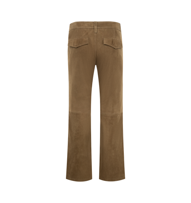 Image 2 of 3 - BROWN - ISABEL MARANT Camilany Suede Pants featuring slim-fit, straight-leg, cropped length, tie waist and partially zipped. 100% goat leather.