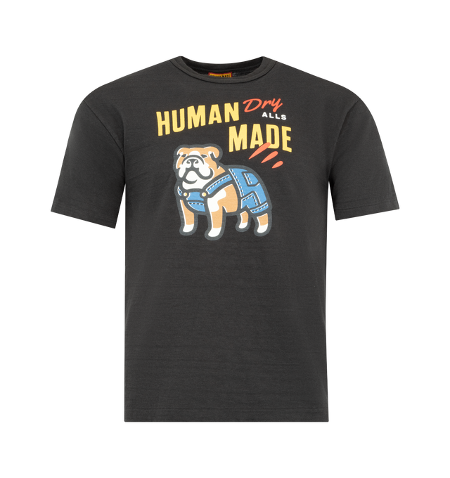 Image 1 of 2 - BLACK - HUMAN MADE Graphic T-Shirt featuring standard fit, ribbed crewneck, short sleeves, graphic printed on the front, logo at yoke and straight hem. 100% cotton. Made in Japan.