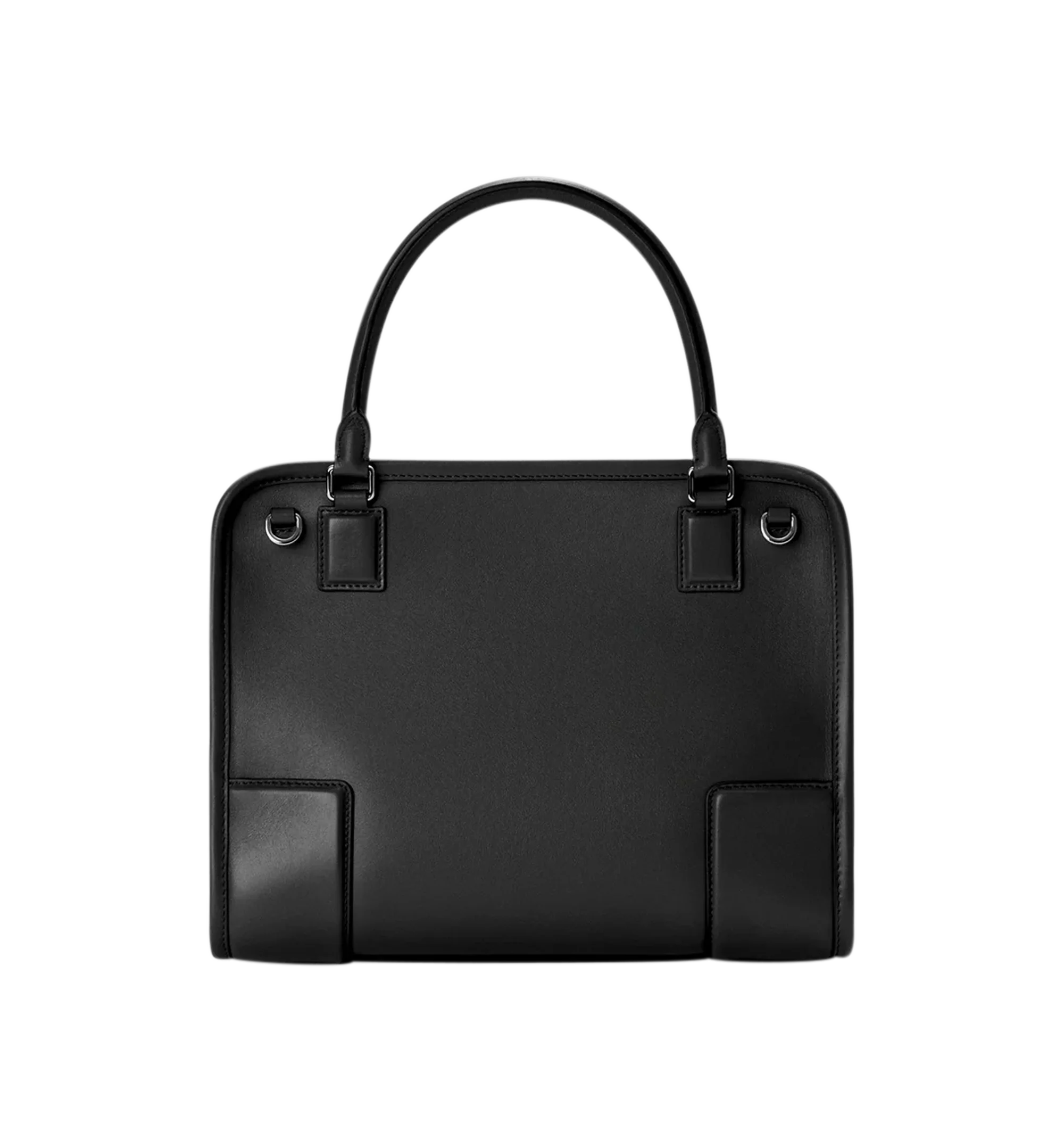 Image 9 of 17 - BLACK - Loewe Amazona Medium 180 Bag in soft calfskin leather featuring a relaxed silhouette with a single toron top handle, designed to be carried open, while a concealed closure secures the main compartment, removable shoulder and crossbody straps, zip closure with two leather zip pullers, two compartments, main compartment closed with magnetic closure, internal flat pocket, suede lining and embossed logo. Soft calfskin. Strap length 108 cm; Strap Drop 50 cm; Handle drop 11 - 28 cm; Height