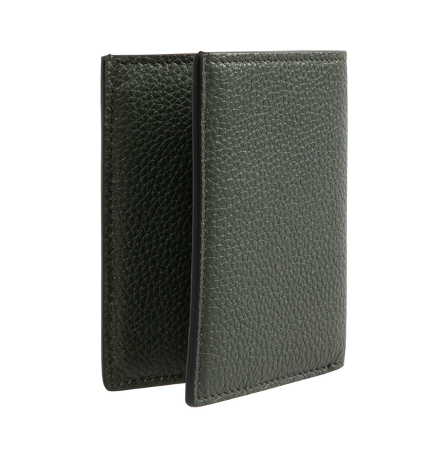 Image 2 of 3 - GREEN - TOM FORD Grain Leather T Line Folding Card Holder featuring T-line architecture, six credit card slots, a central money compartment and embossed with the TOM FORD logo. 7.5 10 cm. 100% leather. Made in Italy.