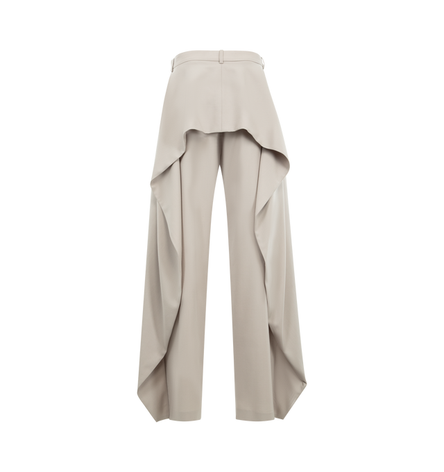 Image 2 of 3 - NEUTRAL - LOEWE Trousers in lightweight fluid wool tailoring featuring loose flaps at the sides and back that can be attached via a front button, regular fit, regular length, mid waist, wide leg, concealed zip fly, seam pockets and double L embroidery placed at the front. Wool. Made in Italy.