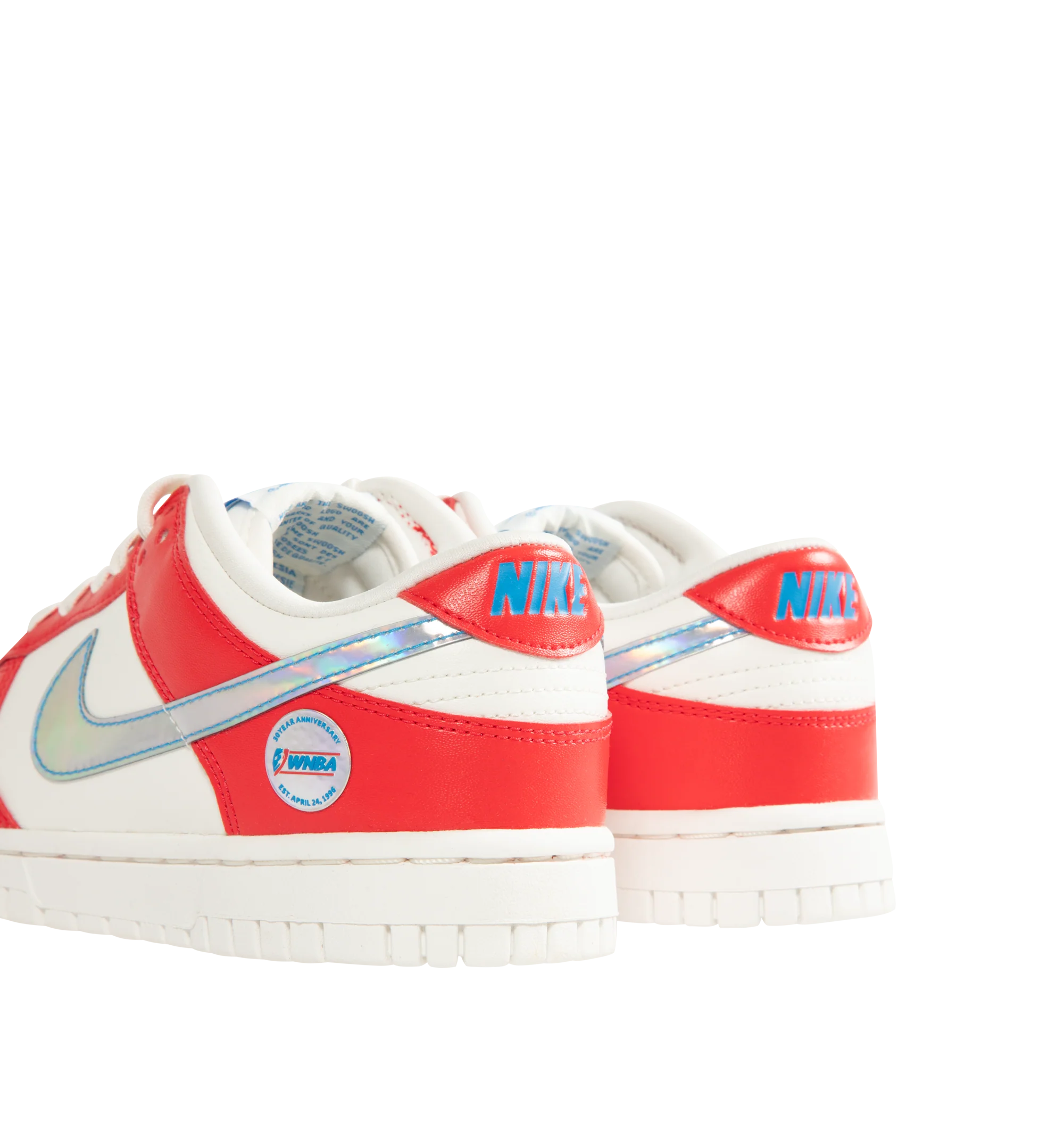 Image 3 of 5 - RED - Nike Women's Dunk Low WNBA 30th Sneaker featuring upper that softens and gains vintage character with wear, foam midsole, rubber outsole with classic pivot circles, padded collar and rubber outsole. Imported