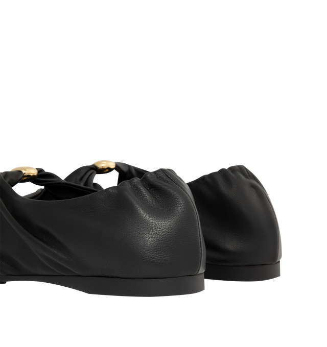 Image 4 of 5 - BLACK - LOEWE Pebble Soft Ballerina Flat in supple nappa lambskin with a flexible upper engineered for extra comfort, featuring a metallic pebble with an Anagram engraved detail and a signature petal toe shape, padded leather insole and Anagram embossed rubber outsole. Nappa lambskin. Made in Italy.