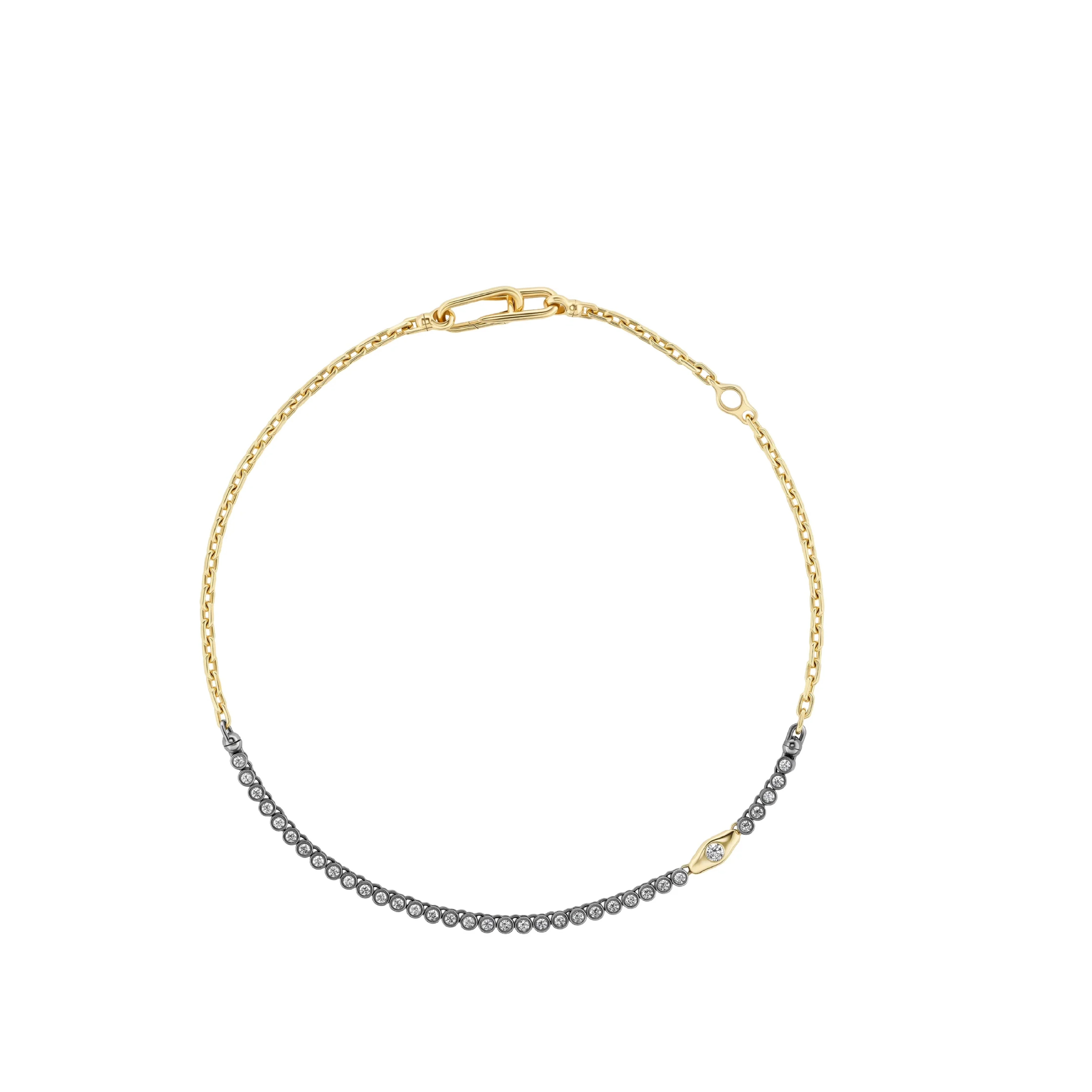 Image 1 of 2 - GOLD - Uniform Object Tennis Necklace has an asscher colored stone totaling .7 CT set in 18K yellow gold. Cheap Luxury Handbag Shop offers a range of pieces from this collection in-store. For personal consultation and detailed information about jewelry, please contact our dedicated stylist team at personalshopping@hirshleifers.com.
