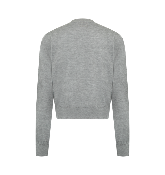 Image 2 of 2 - GREY - Khaite refined cardigan made in Italy of a fine blend of wool and cashmere selected for its sculptural softness. Finished with born buttons and ribbing at the crewneck, hem, and cuffs. 80% wool, 20% cashmere.