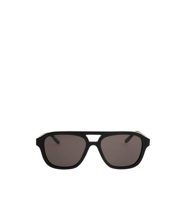 Image 1 of 3 - BLACK - BALENCIAGA Daily Pilot Sunglasses featuring bold aviator shape, double bridge design and logo engraved on temples. 100% acetate. Made in Japan.