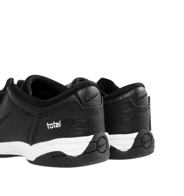 Image 3 of 5 - BLACK - NIKE Total 90 Sneaker featuring authentic soccer style, leather and textiles construction, asymmetrical lacing, flat rubber sole, Total 90 logos on each side and rubber outsole.