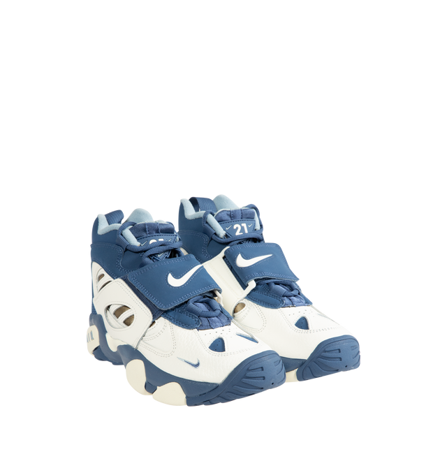 Image 2 of 5 - BLUE - NIKE Air Diamond Turf II Sneaker featuring leather upper with mesh panels, Nike Air units and rubber outsole.