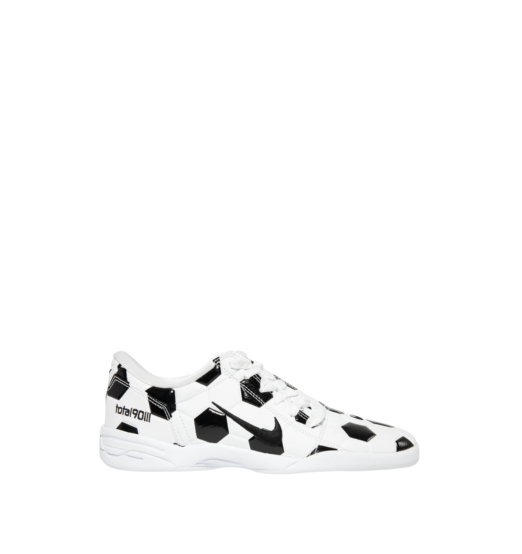 Image 1 of 5 - MULTI - Nike Total 90 Sneakers feature a glossy synthetic leather upper with an iconic quilted design inspired by the original Total 90 soccer boot, asymmetrical ribbon lacing, and a low-profile silhouette. Reimagined for everyday wear, these lifestyle sneakers combine a cushioned foam midsole with a durable rubber outsole for all-day comfort and reliable traction. Main Material: Synthetic Leather. Midsole: Foam. Sole: Rubber.
