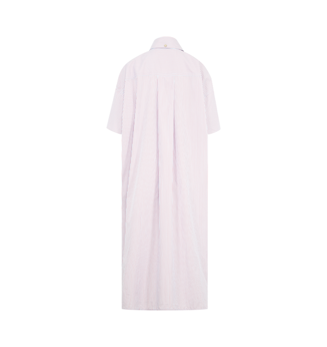Image 2 of 3 - RED - RADH The Anu Dress featuring a shirt dress with a relaxed shape, striped throughout, organic cotton-poplin and midi length. 100% cotton. Handmade in Italy.