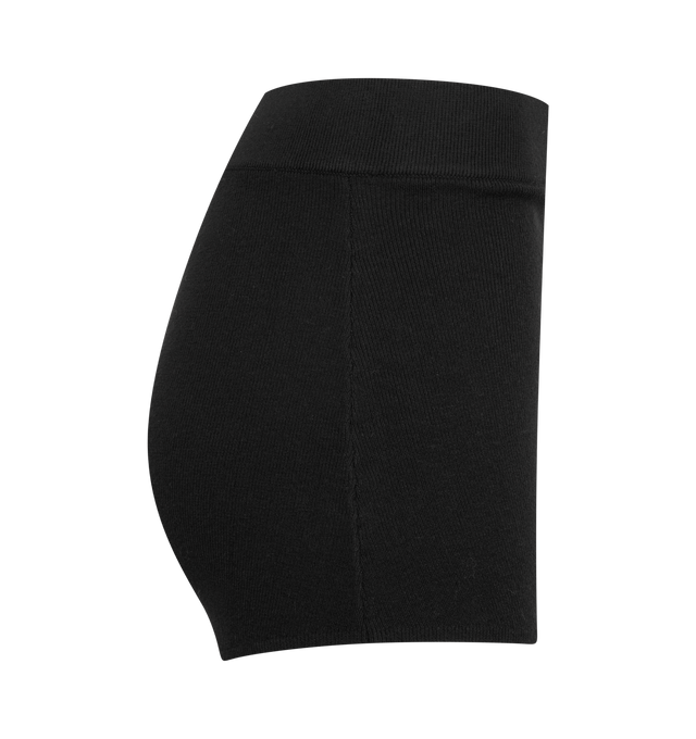 Image 3 of 3 - BLACK - FEAR OF GOD ESSENTIALS Rib Boy Short featuring a poly-nylon rib knit, a cropped silhouette and rib-knit elastic waistband with the new Fear of God rubberized label. 88% polyester, 12% nylon rib knit.