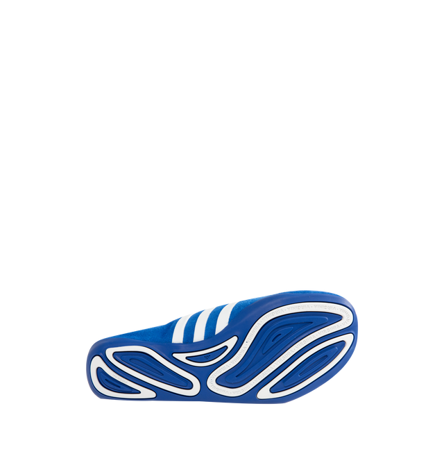 Image 4 of 5 - BLUE - Adidas Mens Pharrell Williams Vario Sneakers are crafted from suede leather. Features a low-profile silhouette, flexible foot-wrap construction, leather and textile lining, EVA foam insole, and thin rubber outsole. Upper: Suede Leather; Lining: Leather and Textile; Insole: EVA Foam; Outsole: Rubber. Made in Vietnam.