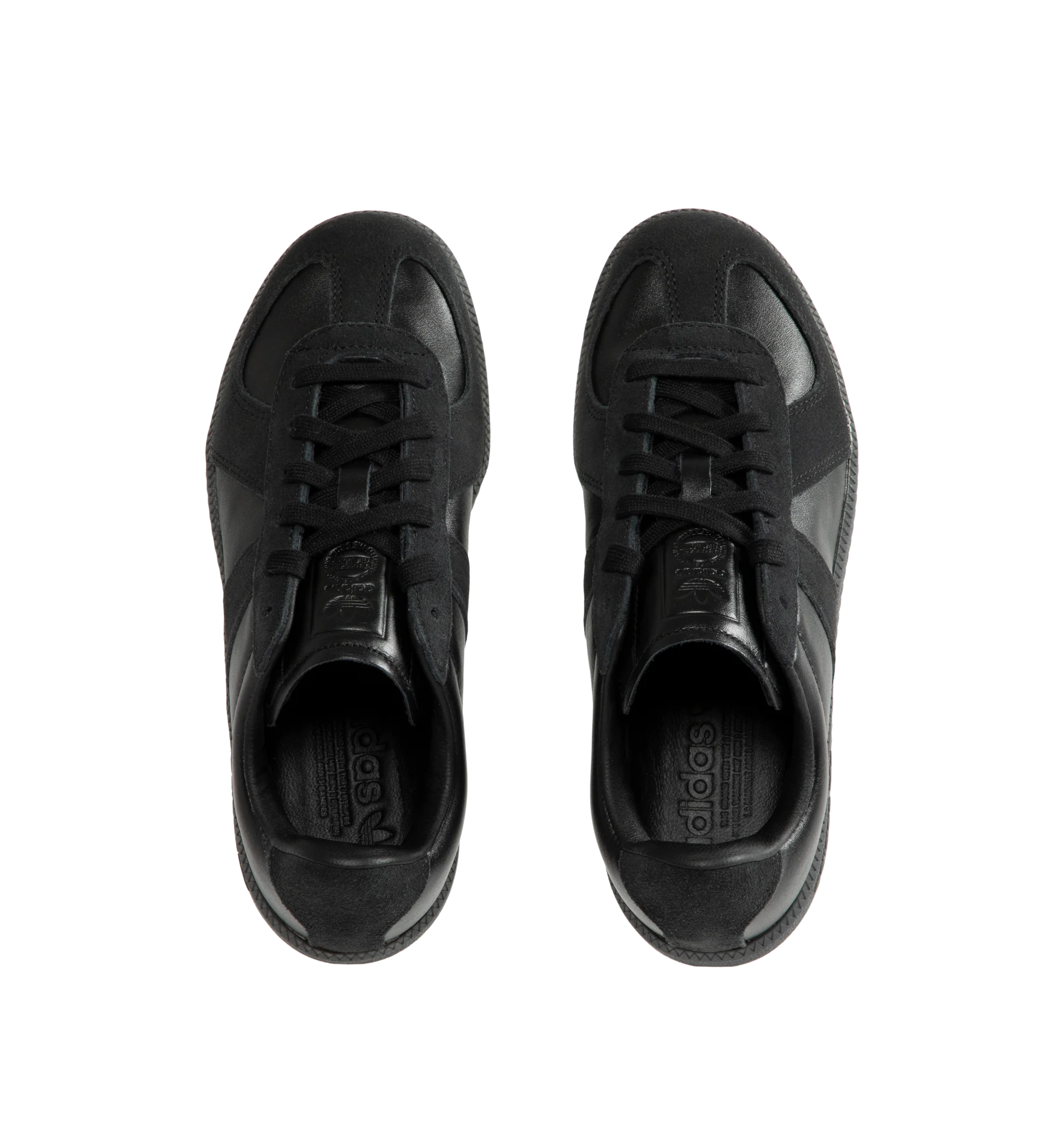 Image 5 of 5 - BLACK - Adidas Mens BW Army Shoes are crafted from leather with premium suede overlays. Features a regular fit, lace-up closure, leather sockliner, rubber outsole, and adidas logo detailing on the tongue, sockliner, and tooling. Upper: Leather with Suede Overlays; Sockliner: Leather; Outsole: Rubber. Made in Vietnam.