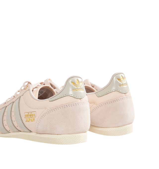 Image 3 of 5 - PINK - Adidas Women's Japan Sneaker featuring original low-profile design, double-stitched T-toe, regular fit, lace closure, tumbled perforated leather upper, textile lining and rubber outsole. Made in Vietnam. 