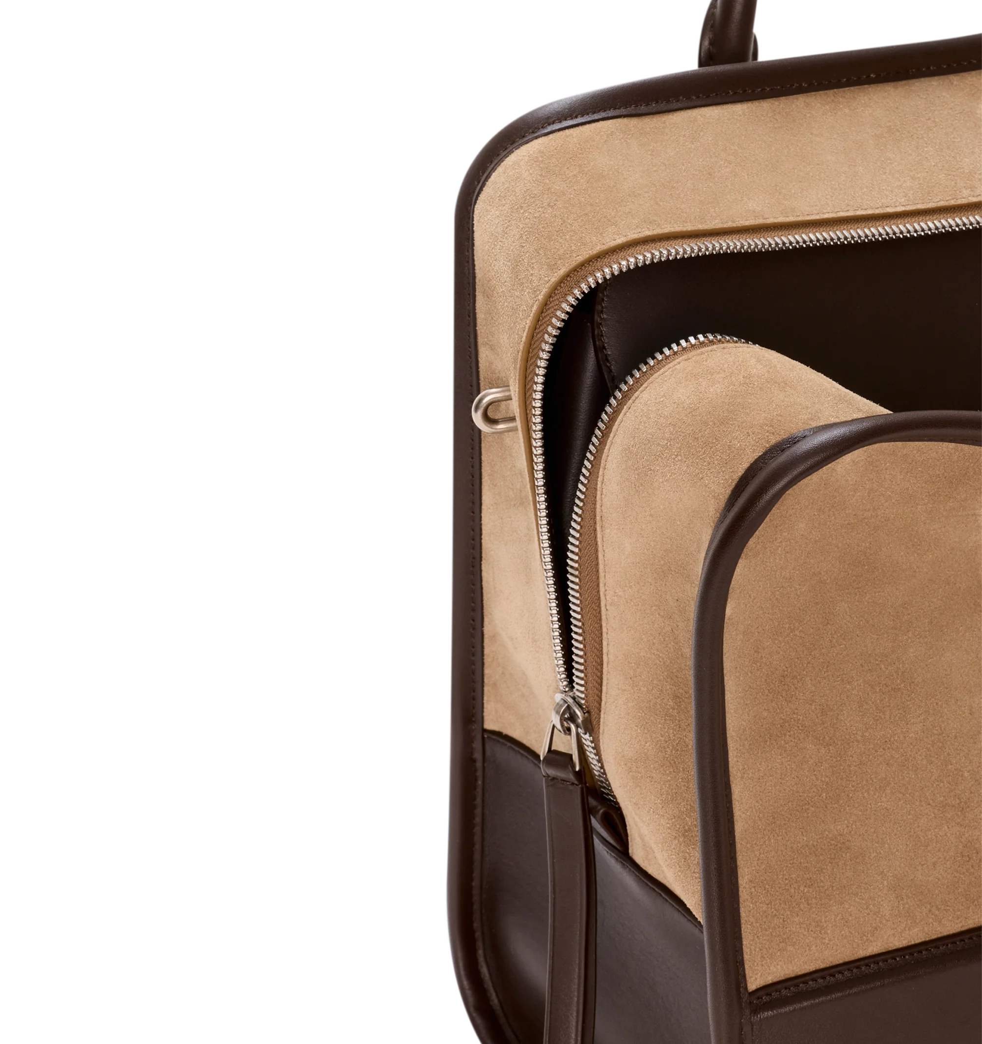 Image 15 of 16 - BROWN - Loewe Mens Amazona 180 XL Bag is crafted from suede with soft calfskin details. Features a relaxed silhouette, single toron top handle, removable shoulder handle, adjustable crossbody strap, zip closure with two leather pullers, two compartments with concealed magnetic closure, interior flat pocket, side D-ring, suede and nappa lambskin lining, palladium-tone hardware, and embossed LOEWE and Double L branding. Dimensions: 40 31 16 cm; Strap Length: 105133 cm; Strap Drop: 4761 cm;