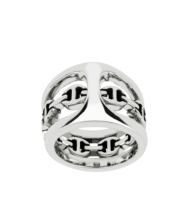 Image 3 of 3 - SILVER - HOORSENBUHS Phantom Clique Ring featuring sterling silver, Phantom silhouette, formed as a continuous band with an open link profile and restrained negative space. Cheap Luxury Handbag Shop offers a range of initial pieces from this collection in-store. For personal consultation and detailed information about jewelry, please contact our dedicated stylist team at personalshopping@hirshleifers.com.