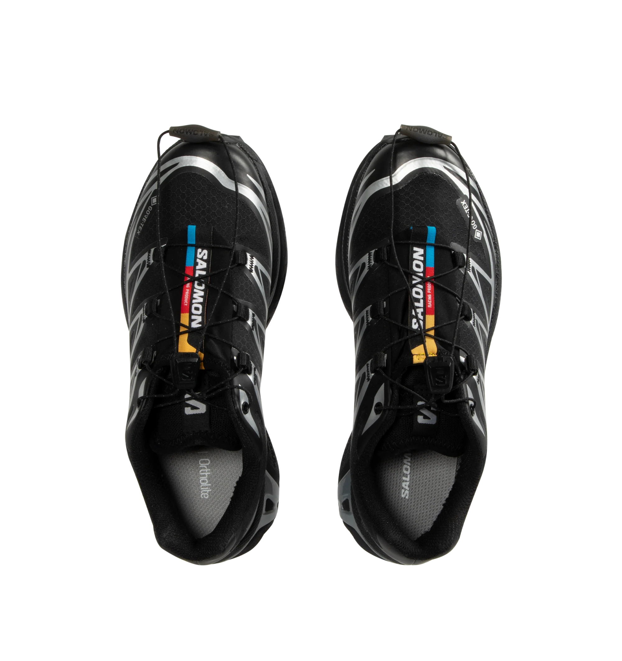 Image 5 of 5 - BLACK - Salomon Sportstyle XT-6 GORE-TEX rubber-trimmed mesh sneakers featuring the brand's signature Agile Chassis system and Mud Contagrip soles. Made from GORE-TEX, for resiliance, an innovative ePE membrane, PFC-free, and anti-debris mesh construction, as well as durable cushioning and stability. Unisex style in men's sizing.