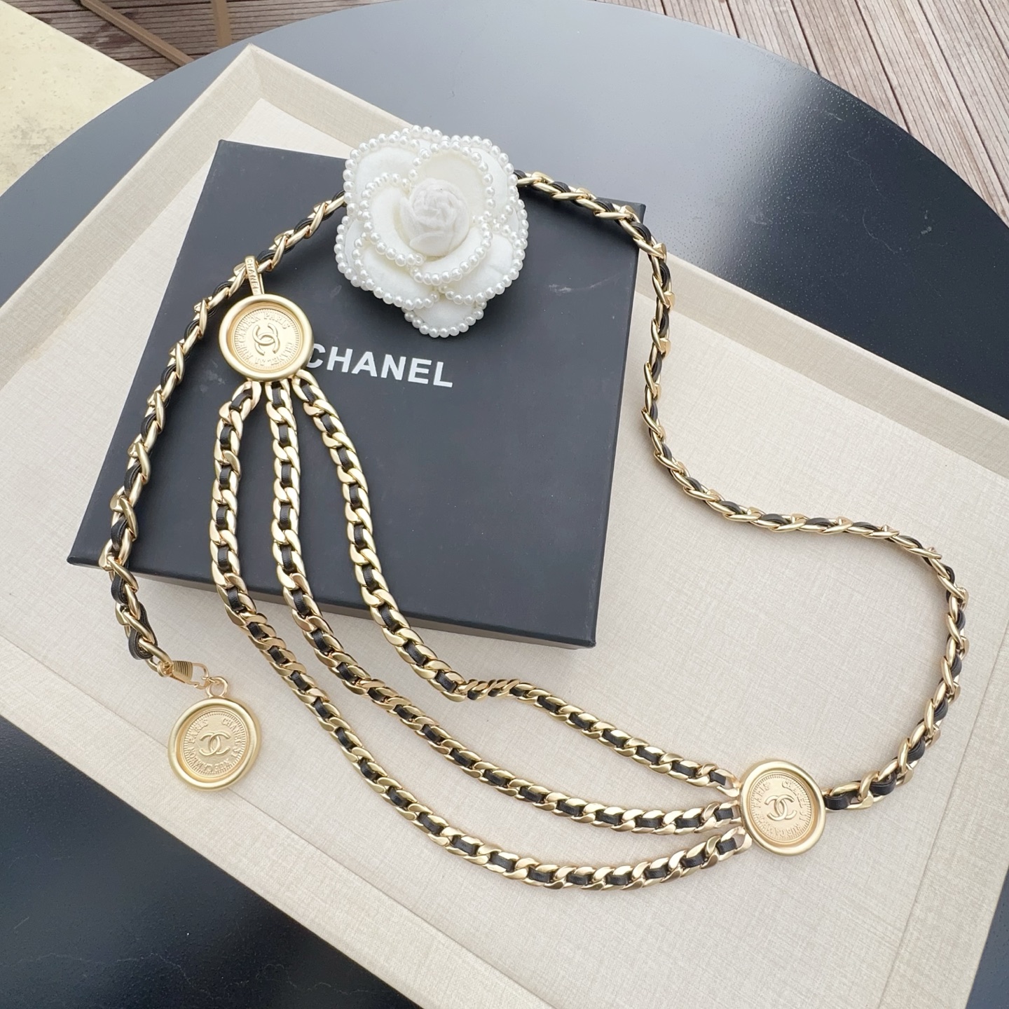Chanel-CC-Logo-Gold-Metal-Chain-and-Leather-Belt