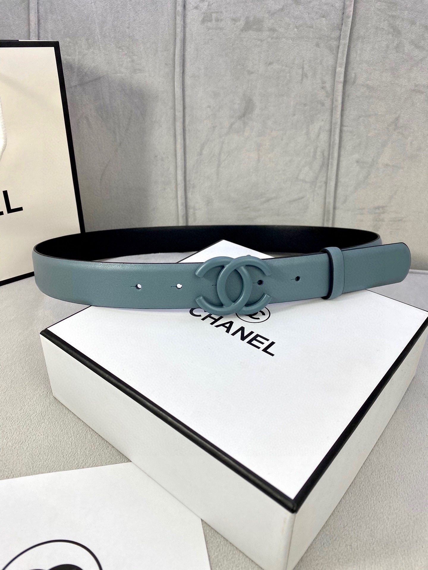 Chanel-Classic-CC-Logo-Blue-Leather-Belt-30MM