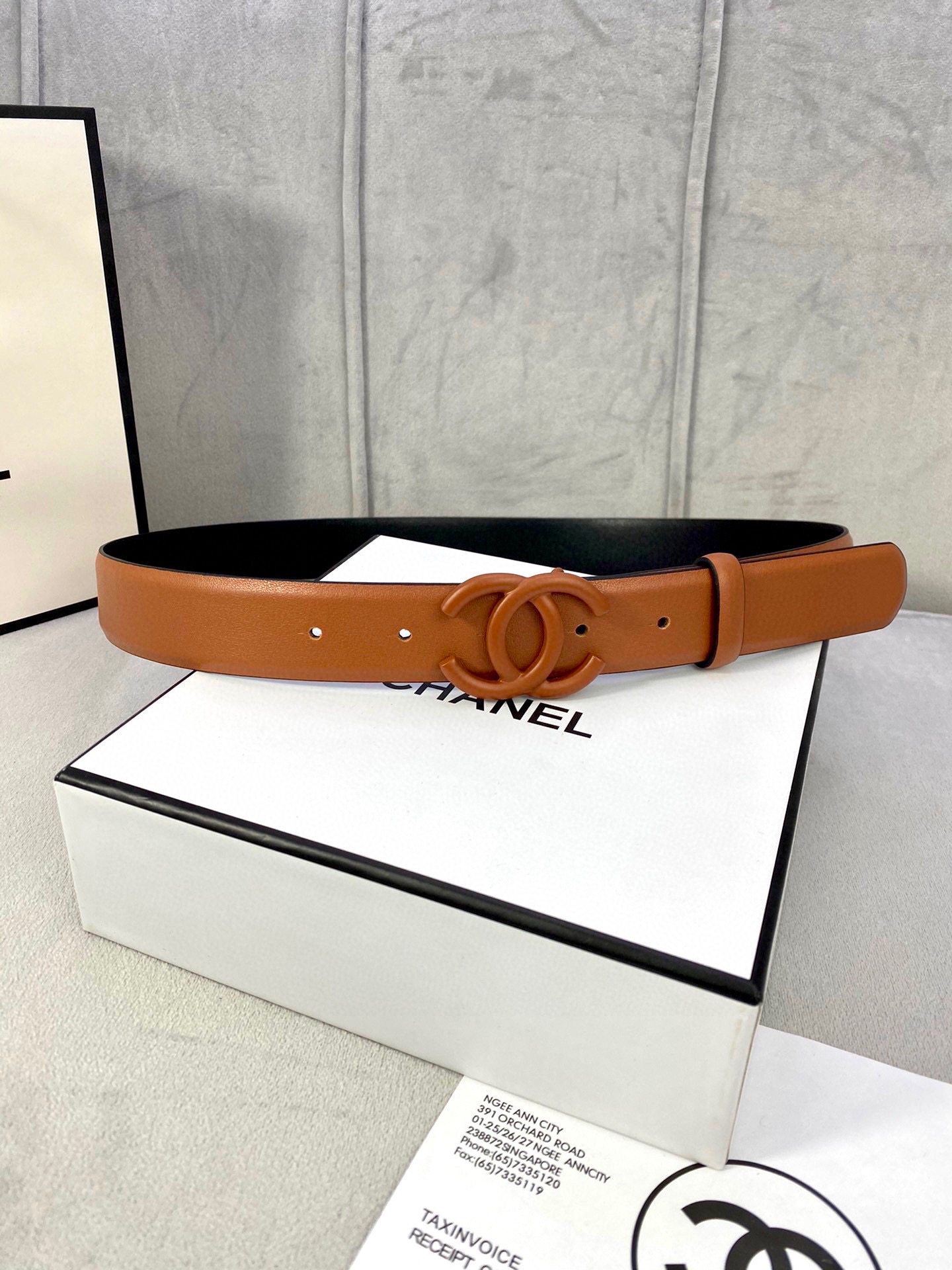 Chanel-Classic-CC-Logo-Brown-Leather-Belt-30MM